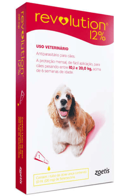 ANTIPULGAS CÃES REVOLUTION 12% VERMELHO  10,1 Á 20 KG 1 TUBO -  ZOETIS - comprar online