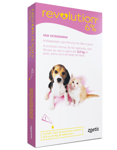 ANTIPULGAS CÃES E GATOS REVOLUTION 6% ROSA  ATÉ 2,5 KG 1 TUBO -  ZOETIS - comprar online