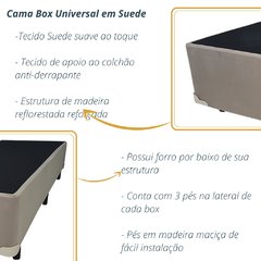 Imagem do Cama Box Universal Suede Solteiro King 96x203x41cm