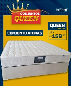 Conjunto Colchão Queen Atenas Superlastic Ecobed com Box Universal 158x198x64cm