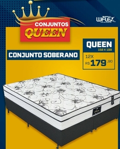 Conjunto Colchão Queen Soberano Molas Ensacada Luflex com Box Universal 158x198x68cm