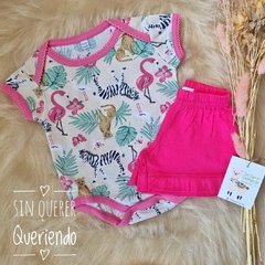 Conjunto 2 Piezas, Body Americano + Short - LEOPARDOS Y CEBRAS en internet