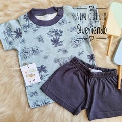 Conjunto Dúo Remera+ Short Pañalero -MODELO PALMERAS