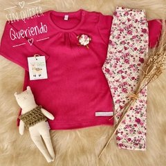 Conjunto Remera lisa con Frunce y Calza Estampada en internet