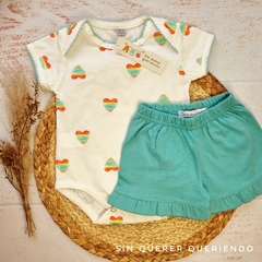 Conjunto 2 Piezas, Body Americano + Short - Corazón Aqua - comprar online