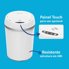 Lixeira Automática com Sensor de Aproximação Smart Touch Branca 9L - EI079 - ESFERAZUL DIGITAL