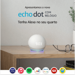 Imagem do Smart Speaker Amazon Alexa Echo Dot 5 Com Relógio Branca