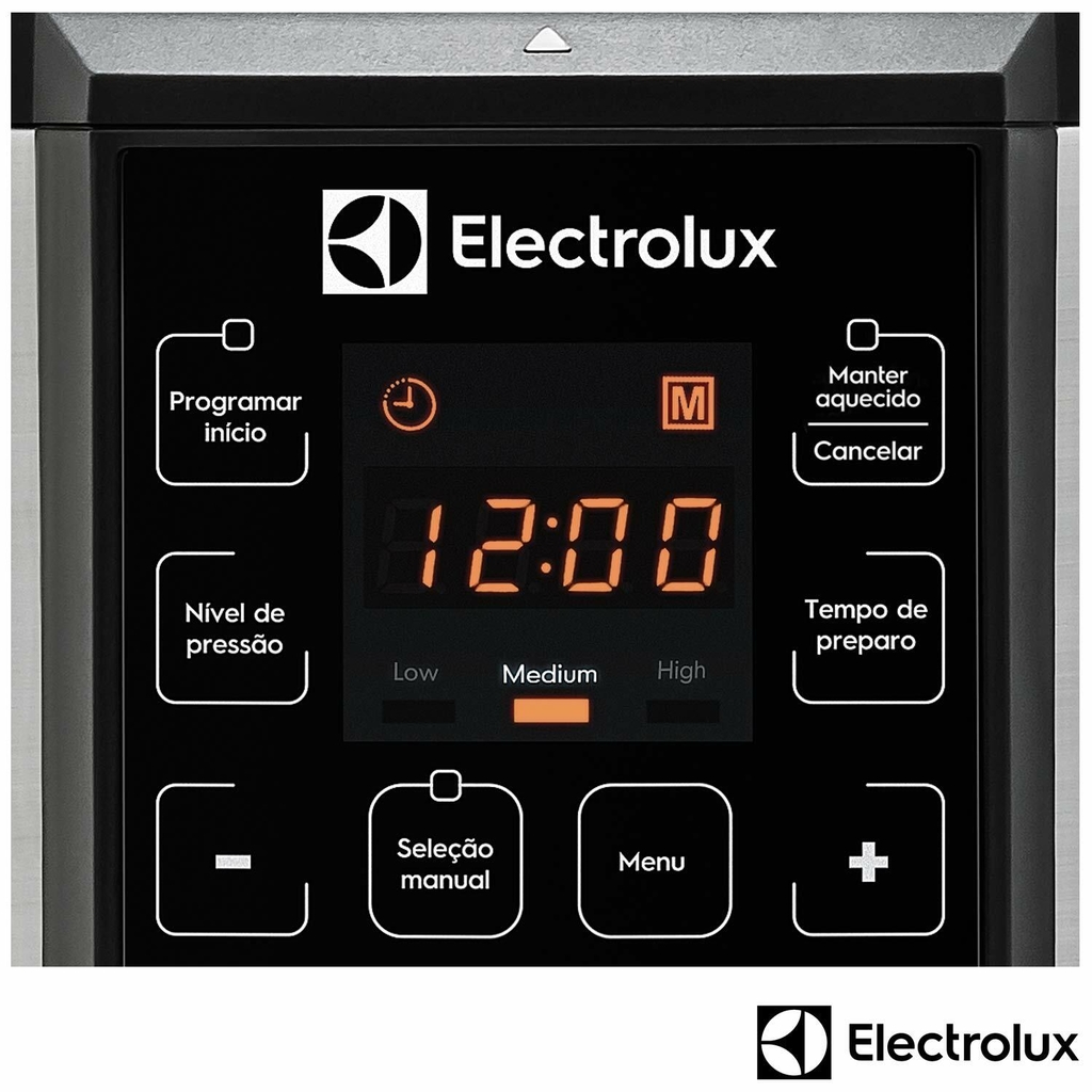 Electrolux  panela de pressão elétrica 6 litros com 15 receitas  pré-programadas pcc20 127v preto e aço inox electrolux
