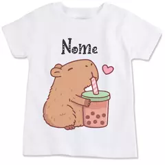 Camisa personalizada cute com nome infantil tema capivara