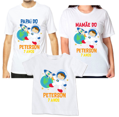 Kit 3 camisetas Personalizadas Aniversário astronauta família 03