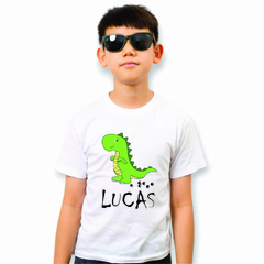 Camisa Infantil Dinossauro com Pegadas com Nome