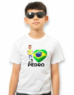 Camisa Infantil Personalizada com nome Futebol Brasil