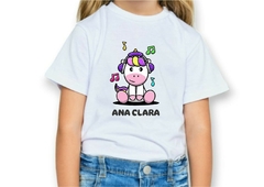 Camisa Infantil unicórnio com fone de ouvido e nome