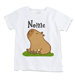 Camiseta personalizada com nome infantil tema capivara menino