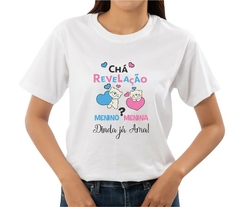 Camisa Personalizada Chá Revelação Dinda já Ama Ursinhos Corações