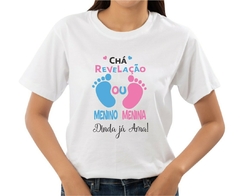 Kit 2 Camisas Personalizadas Chá Revelação Dindos pezinhos azul e rosa - Videira e Arte