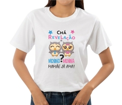 Camisa Personalizada Chá Revelação Mamãe Corujas de gravata e laço