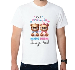 Camisa Personalizada Chá Revelação Papai já ama ursinhos de óculos e felizes