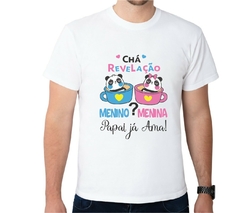 Camisa Personalizada Chá Revelação Papai Pandas na caneca