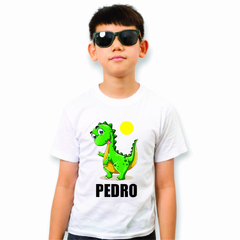 Camisa Personalizada Infantil Dinossauro e Sol com Nome