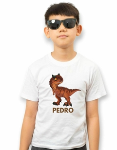 Camisa Personalizada Infantil Dinossauro Marrom com Nome