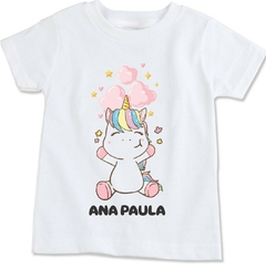 Camisa Personalizada Infantil Unicórino Feliz com Nome