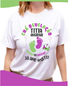 1 Camisa personalizada titia ansiosa pezinhos verde e lilás 0202