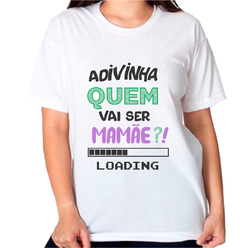 1 Camiseta adivinha quem vai ser mamãe verde e lilás