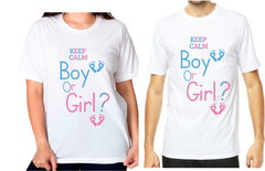 2 Camisetas personalizadas chá revelação keep calm boy or girl