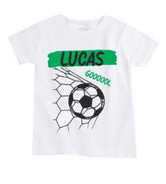 Camisa infantil personalizada tema futebol rede e bola