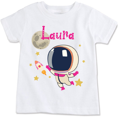 Camiseta personalizada infantil astronauta menina