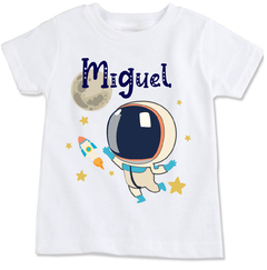 Camiseta personalizada infantil astronauta menino