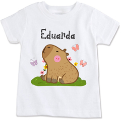 Camiseta personalizada com nome infantil tema capivara