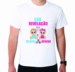 Camiseta Masculina Chá Revelação com Coração e Sapatinhos