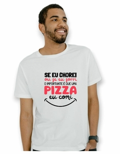 Camiseta personalizada masculina Divertida Pizzaria Preto Vermelho