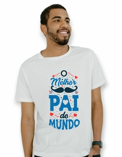 Camiseta Masculina Personalizada O Melhor Pai do Mundo fundo azul