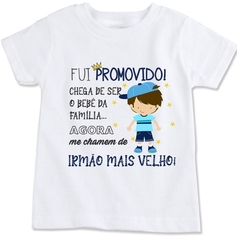 Camiseta infantil chega de ser o bebê da família - promovido a irmão mais velho