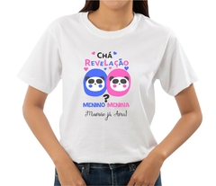 Camiseta Personalizada Chá Revelação Mamãe já ama Pandas