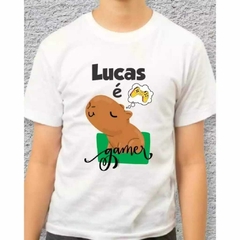 Camisa personalizada com nome infantil tema capivara gamer