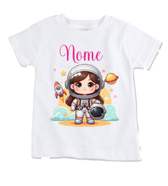 Camiseta personalizada com nome menina astronauta cód0712