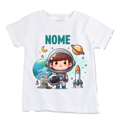 Camiseta personalizada estampa menino astronauta com nome