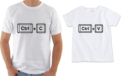 Kit 2 camisetas Tal Pai Tal Filho Ctrl C + Ctrl V