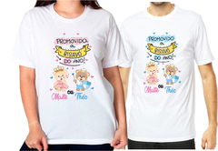 2 Camisetas personalizadas com nomes bisavó e bisavô ansiosos ursinhos rosa e azul claro