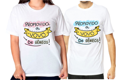 2 Camisetas personalizadas promovidos a vovó e vovô de gêmeos