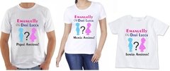 Kit 3 camisas Personalizadas Chá Revelação Menino ou Menina com Nome