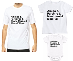 Kit Conjunto Camisas e Body Pai E Filhos Amigos E Parceiros