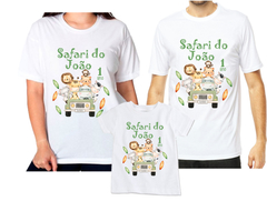 Kit 3 camisetas Personalizadas Aniversário safari verde menino