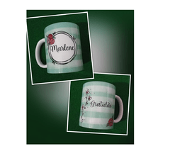 Caneca gratidão estampa verde floral com nome - comprar online