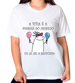 1 Camiseta chá revelação a titia é a guardiã do segredo azul e rosa flork