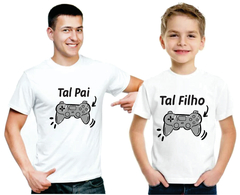 Kit 2 Camisetas brancas Tal Pai Tal Filho Gamer